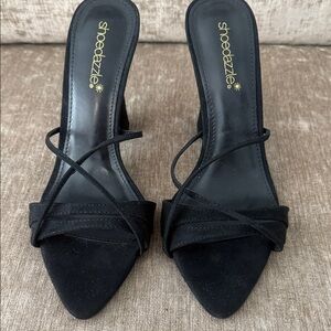 Shoe Dazzle Elegant Black Strappy Heels